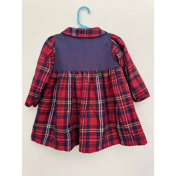 Vintage Okie Dokie 2T Plaid Dress Navy Red Bears Excellent Condition - Picture 5 of 8